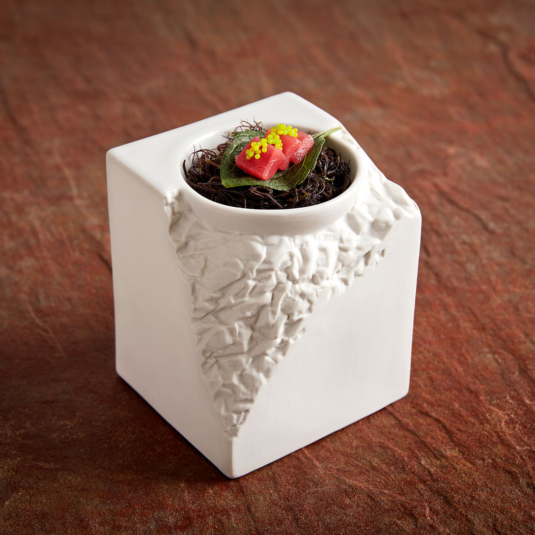 Pódium Terra quadrado 10×11cm, branco, porcelana profissional - Costa Verde - 5603578210243