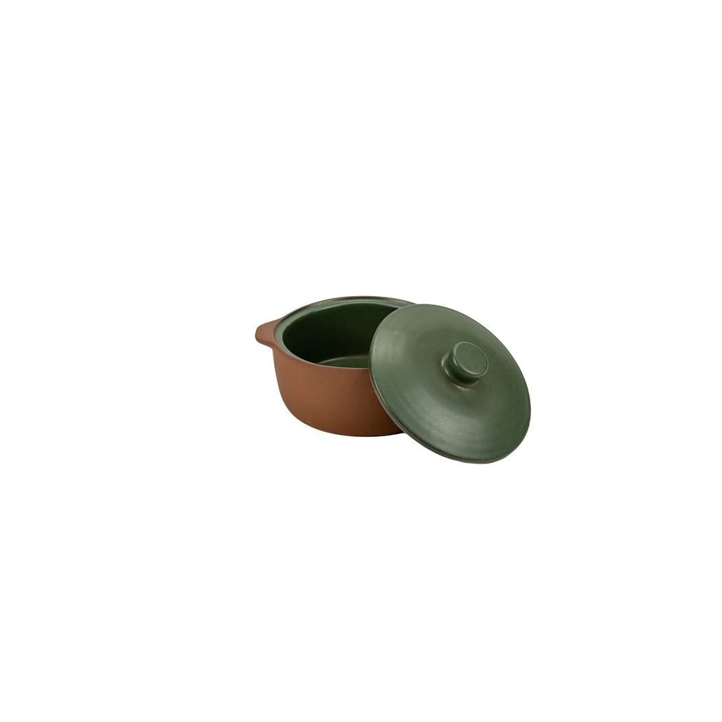 Maria Terracota Terra Green Small Casserole 16 cm with Lid - Maria Portugal Terracota - 5600851020483