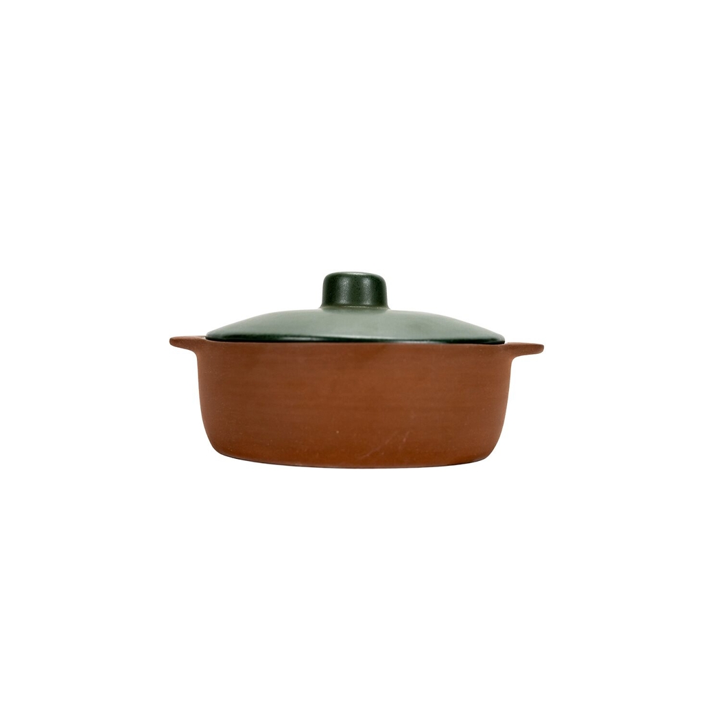 Maria Terracota Terra Green Small Casserole 16 cm with Lid - Maria Portugal Terracota - 5600851020483