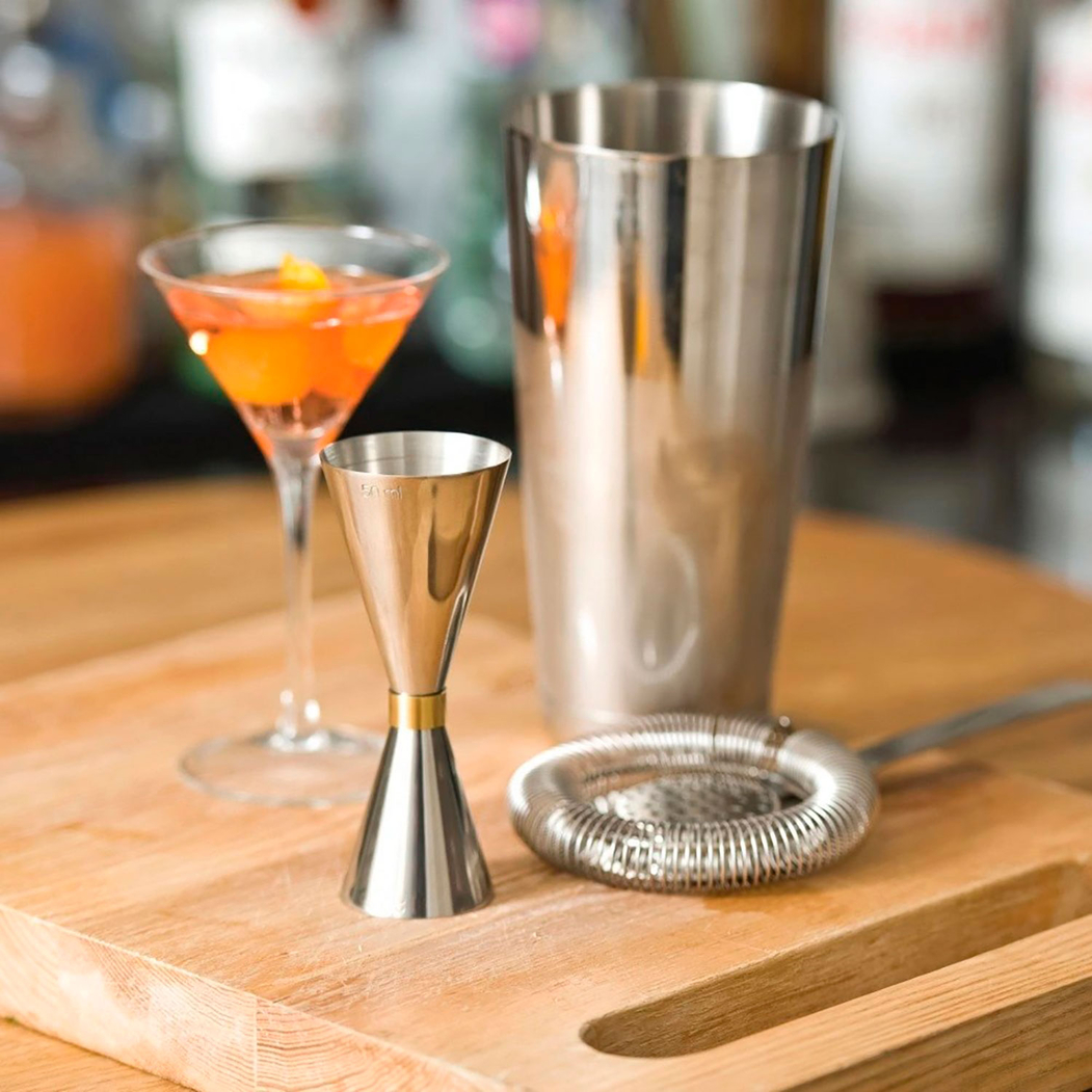 Double Jiggler 25/35/50, Gold detail, Stainless Steel - Beaumont - 5020229107774