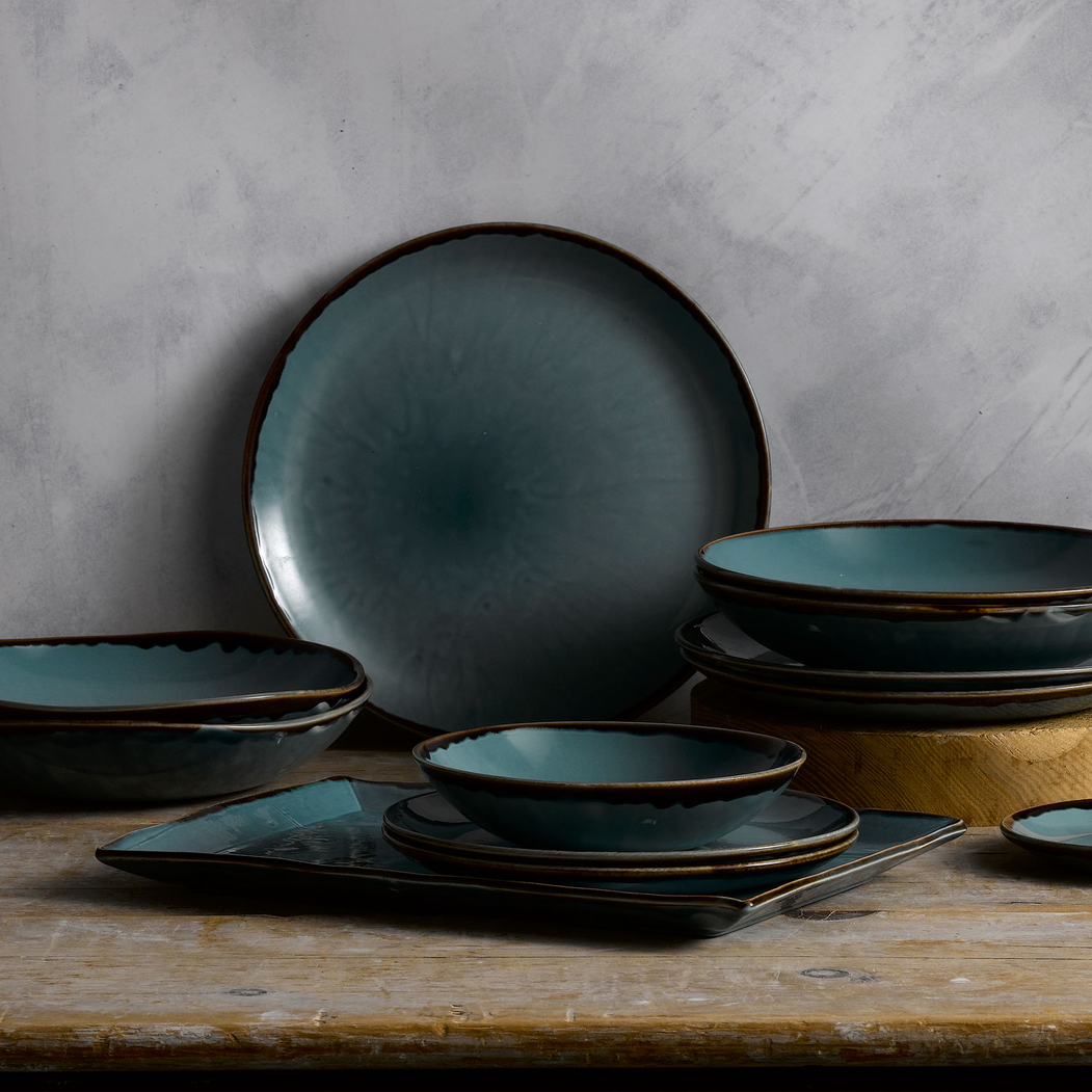 Travessa retangular Harvest Blue 36x19cm - Dudson - 5602737076201