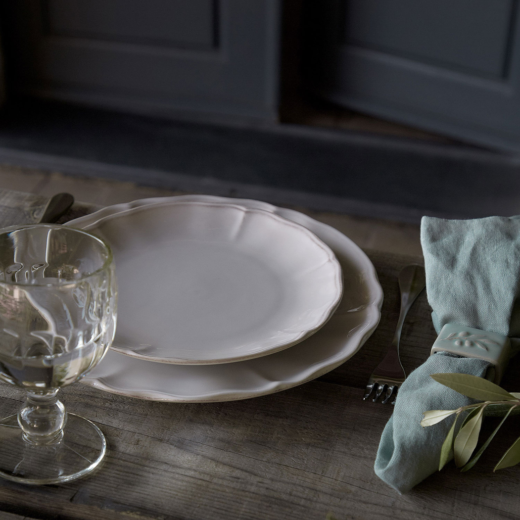 Alentejo dessert plate 21cm, white stoneware with hand-painted wavy rims - Costa Nova - 5606739930141
