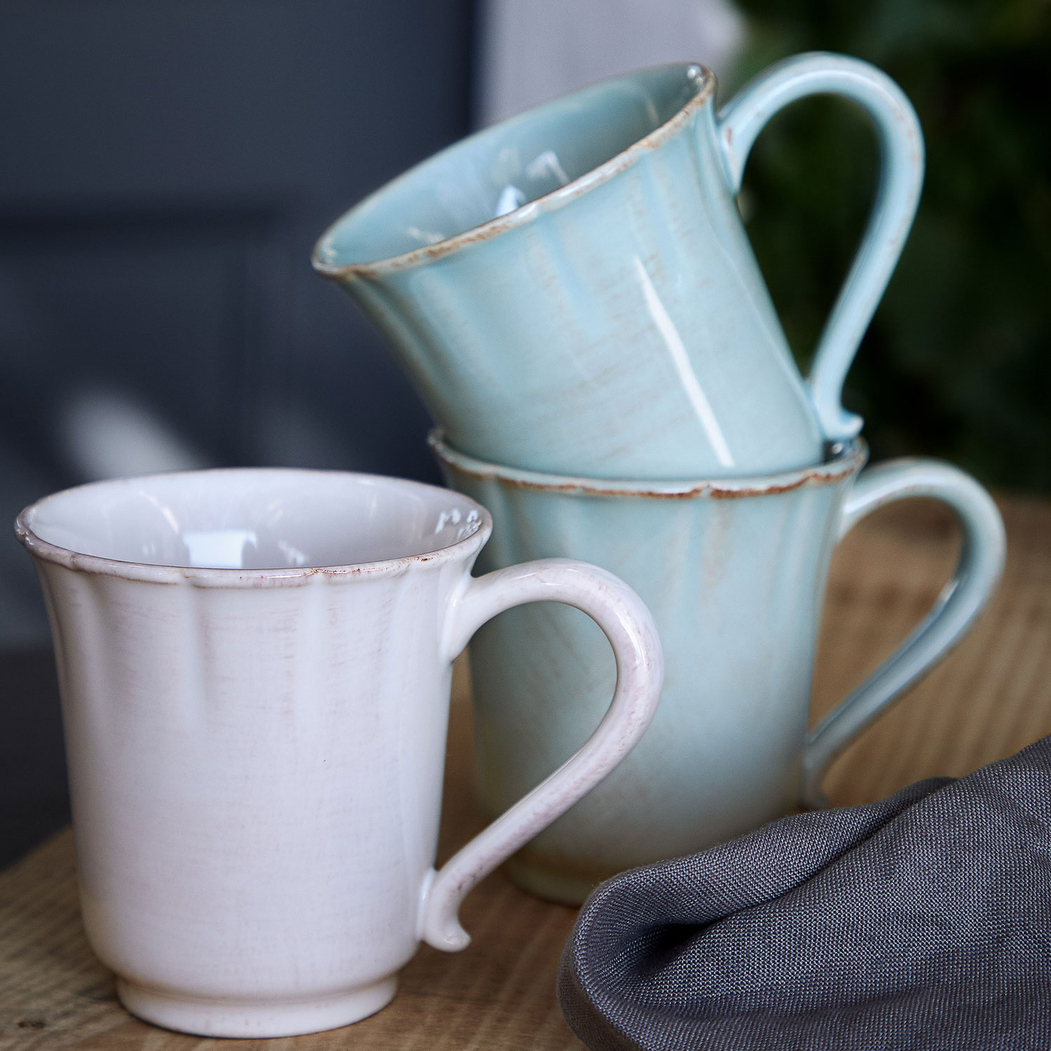 Caneca Alentejo 320ml, grés branco com rebordos ondulados pintados à mão - Costa Nova - 5606739931438