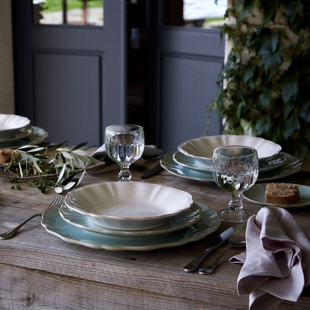 Alentejo dinner plate 30cm, turquoise stoneware with hand-painted wavy rims - Costa Nova - 5606739972219