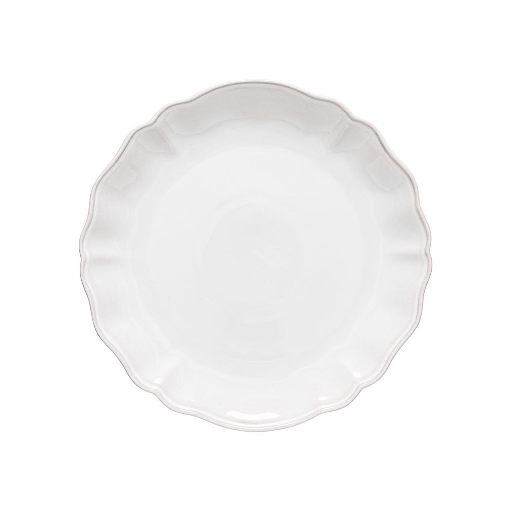 Alentejo dinner plate 30cm, white stoneware with hand-painted wavy rims