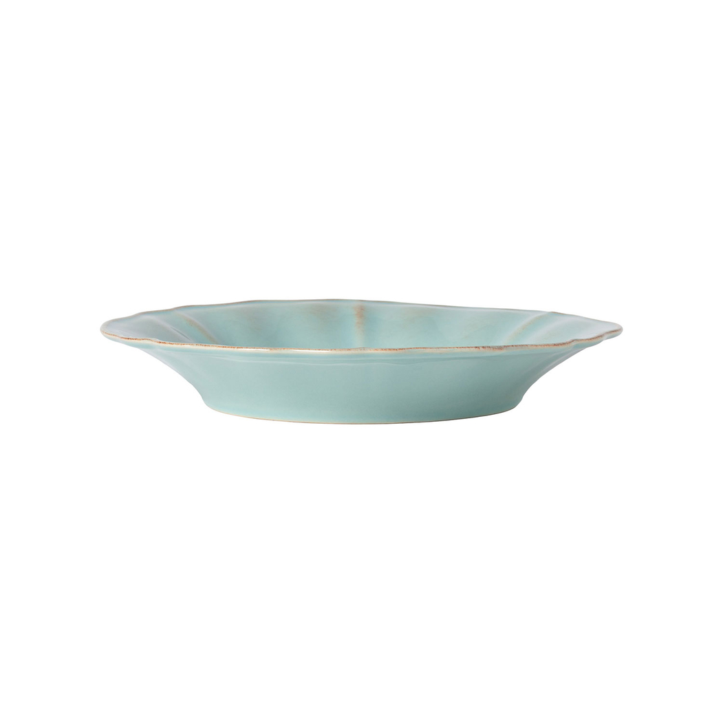 Alentejo deep plate 24.5 cm, turquoise stoneware with hand-painted wavy rims - Costa Nova - 5606739930134