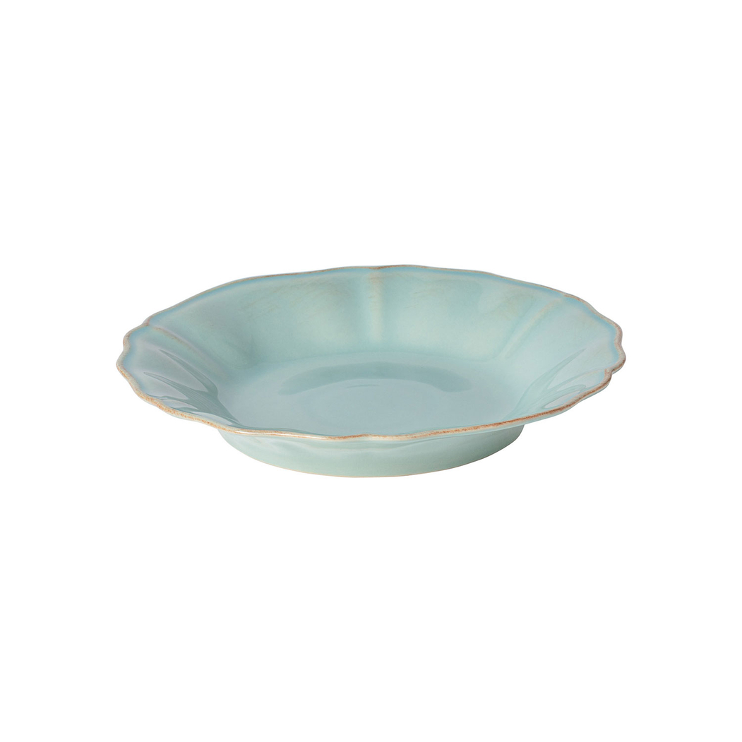 Alentejo deep plate 24.5 cm, turquoise stoneware with hand-painted wavy rims - Costa Nova - 5606739930134