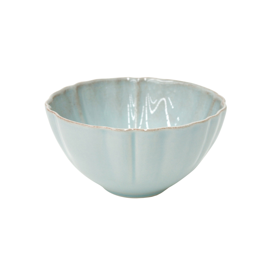 Taça sopa/cereais Alentejo 16,2 cm, grés turquesa com rebordos ondulados pintados à mão - Costa Nova - 5606739919221