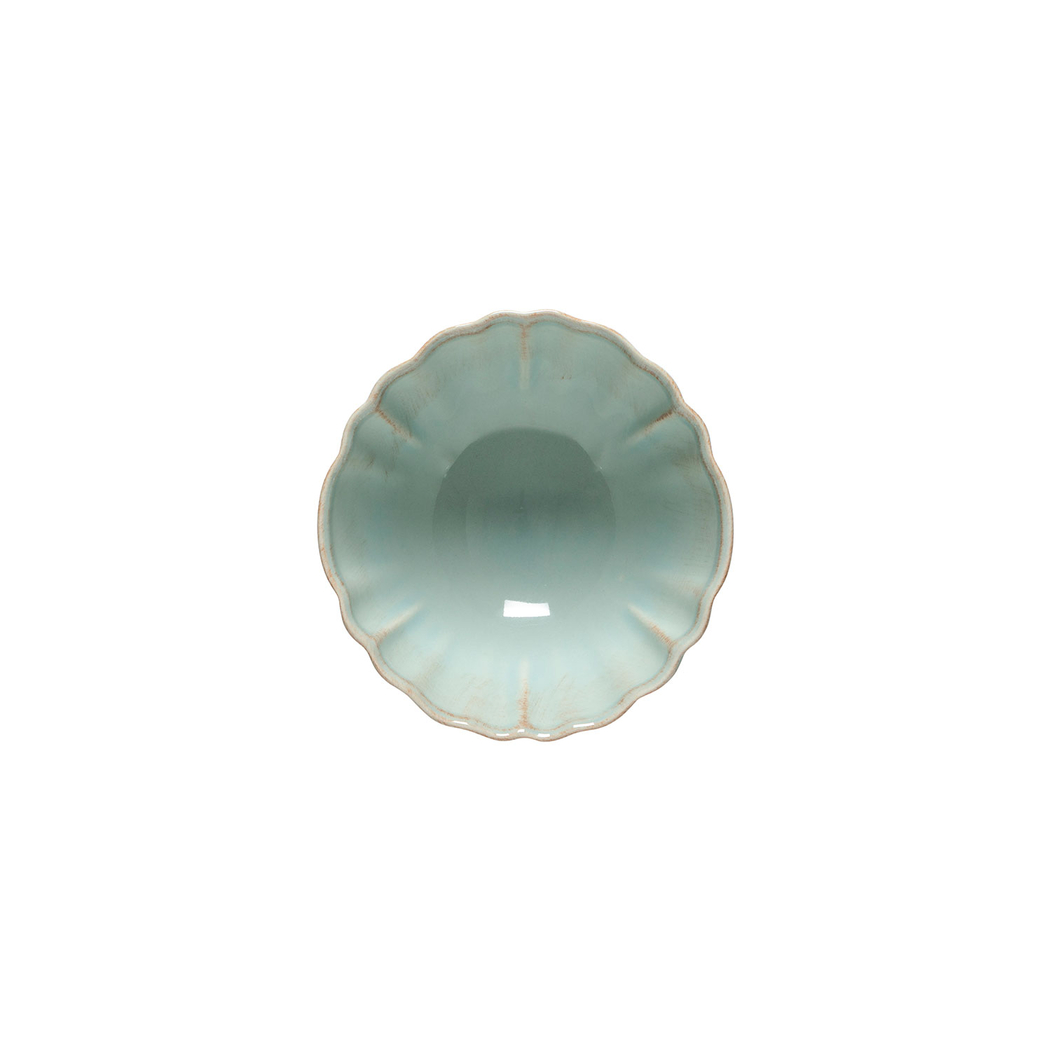 Taça sopa/cereais Alentejo 16,2 cm, grés turquesa com rebordos ondulados pintados à mão - Costa Nova - 5606739919221