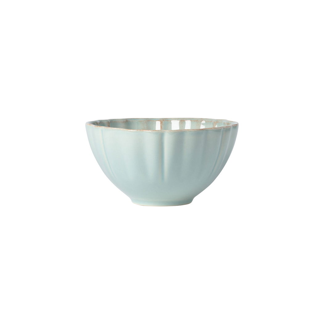 Taça sopa/cereais Alentejo 16,2 cm, grés turquesa com rebordos ondulados pintados à mão - Costa Nova - 5606739919221