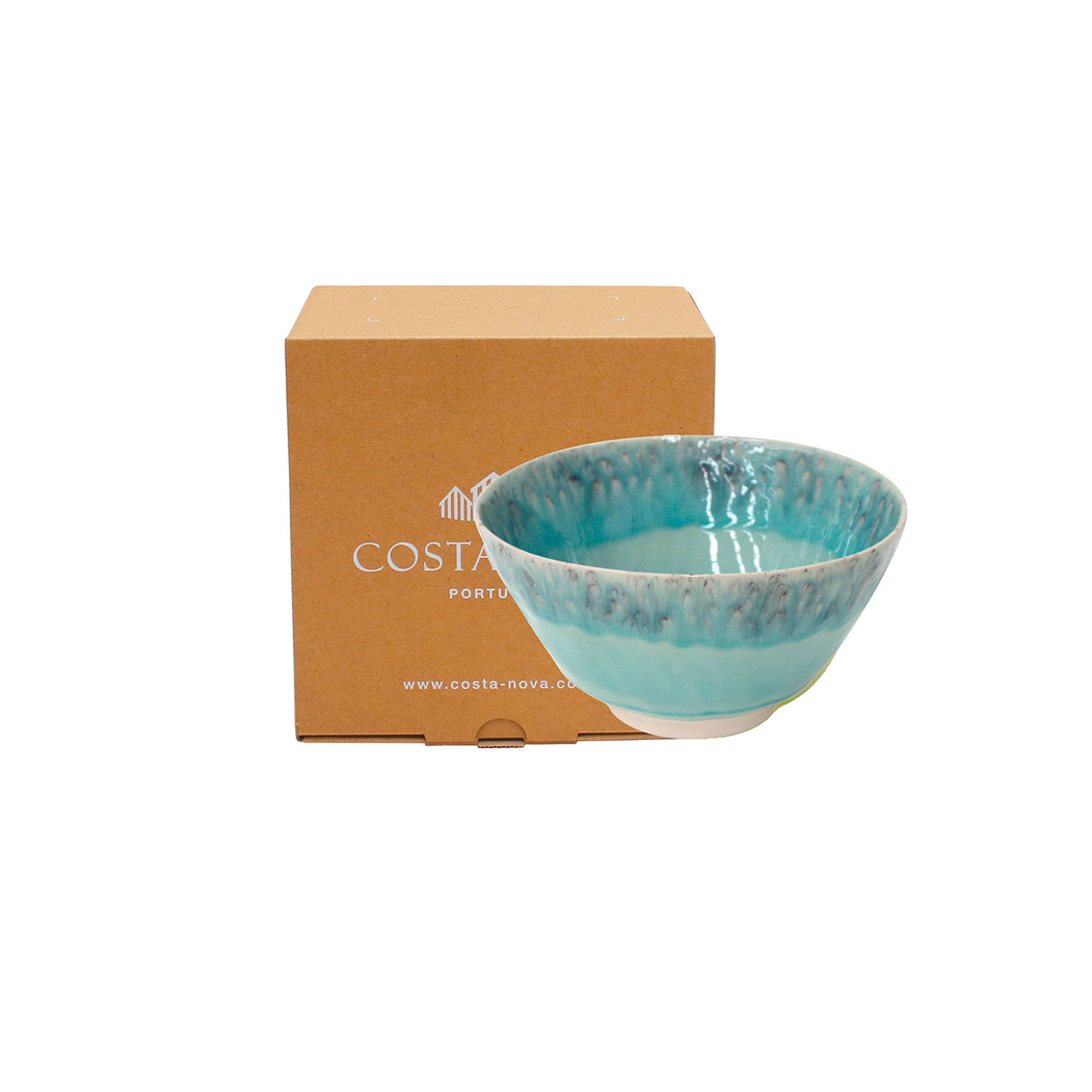 Saladeira Madeira 24cm, grés azul com acabamento craquelado artesanal - Costa Nova - 5606739930066