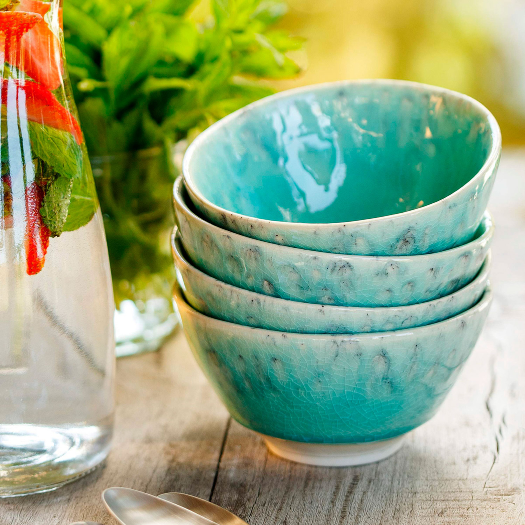 Madeira soup bowl 14cm, 0.44 L, blue stoneware with handcrafted crackled finish - Costa Nova - 5606739930042