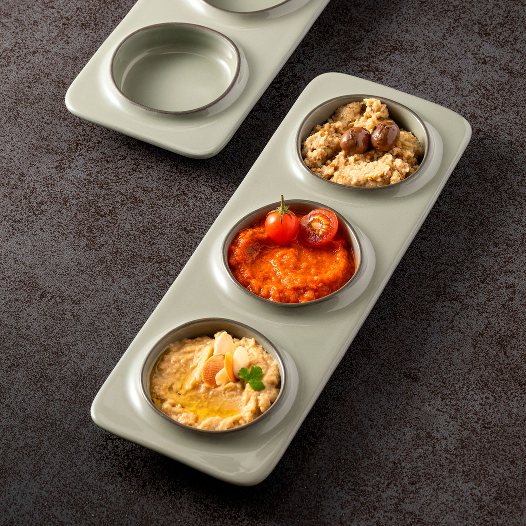 Sage green rectangular platter with 3 sections 28 x 9.9 cm - Costa Nova - 5606739971601