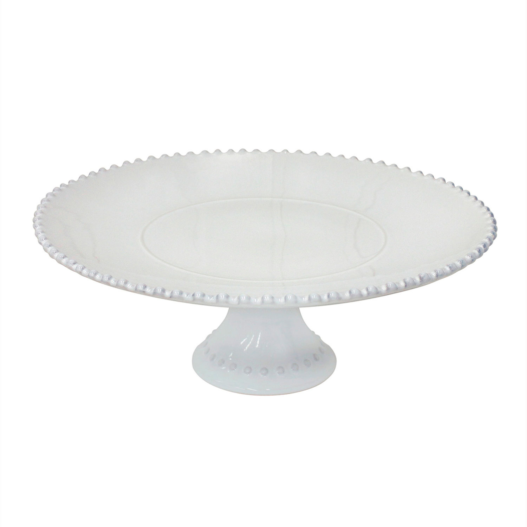 Prato de bolo com pé Pearl 34 cm, grés fino com acabamento artesanal - Costa Nova - 5606739933234