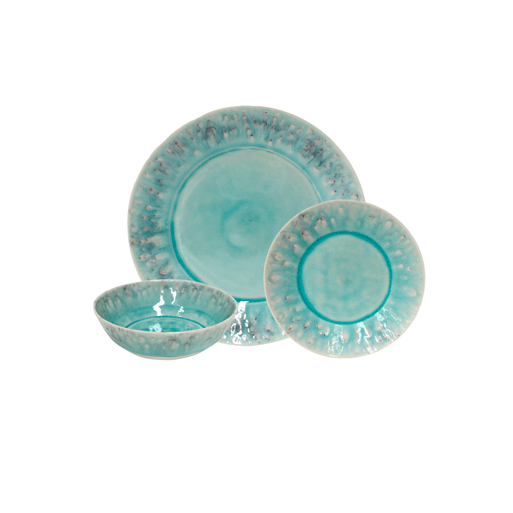 Set de 12 peças de mesa Madeira, grés fino azul com acabamento artesanal - Costa Nova - 5602737107141