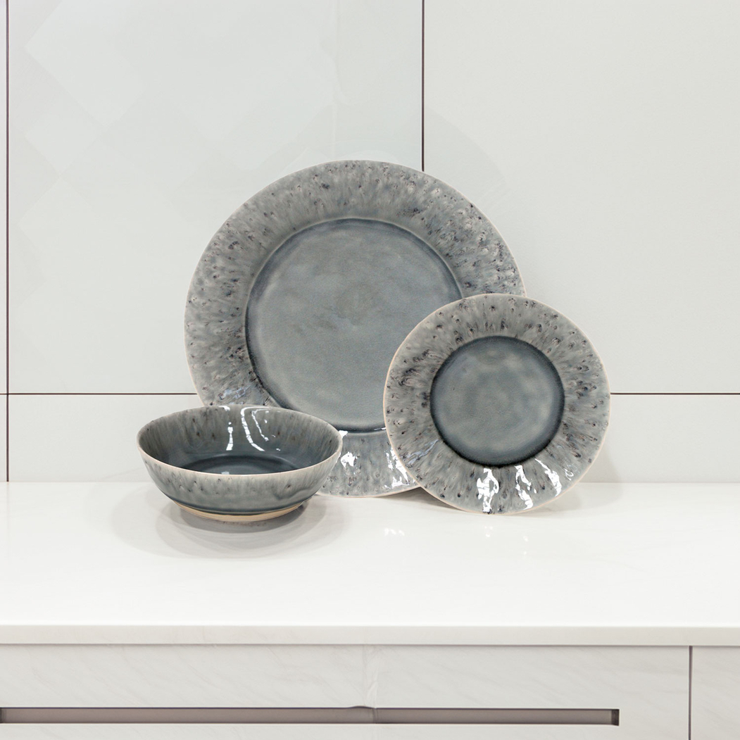 Madeira 12-Piece Dinnerware Set, grey fine stoneware with handcrafted finish - Costa Nova - 5602737107158