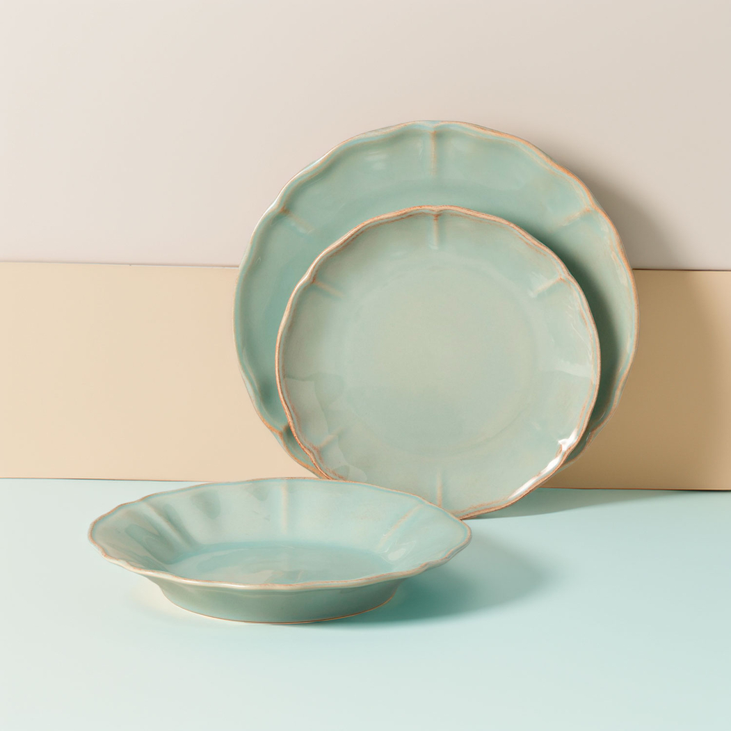Alentejo 12-Piece dinnerware set, fine stoneware with hand-painted wavy rims - Costa Nova - 5602737107172