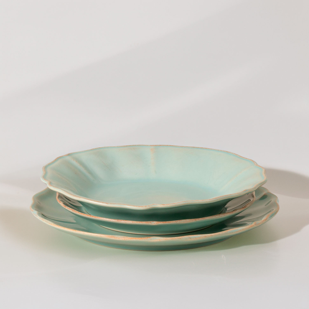 Alentejo 12-Piece dinnerware set, fine stoneware with hand-painted wavy rims - Costa Nova - 5602737107172