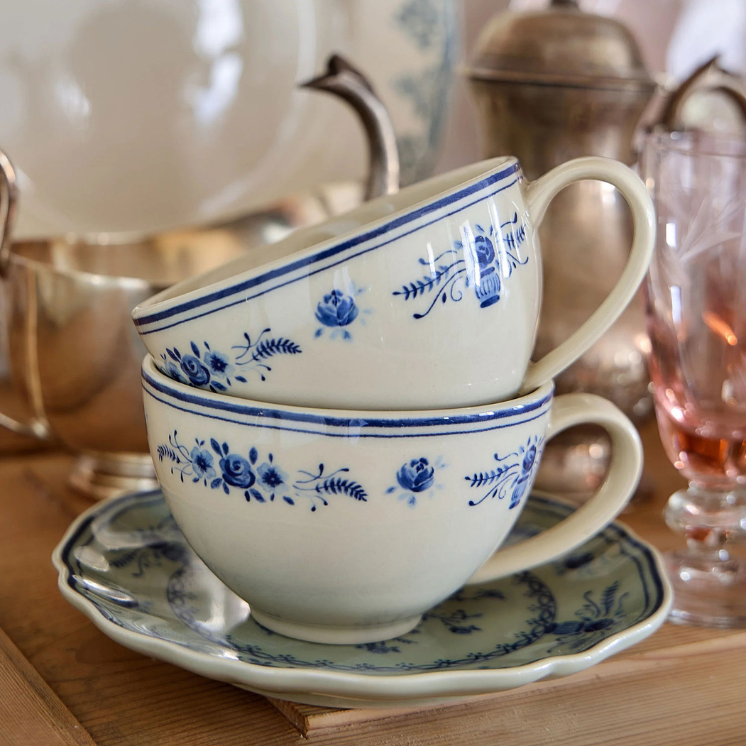 Vila Tea Cup and Saucer 260 ml Beige Blue Costa Nova - Costa Nova - 5606739980528