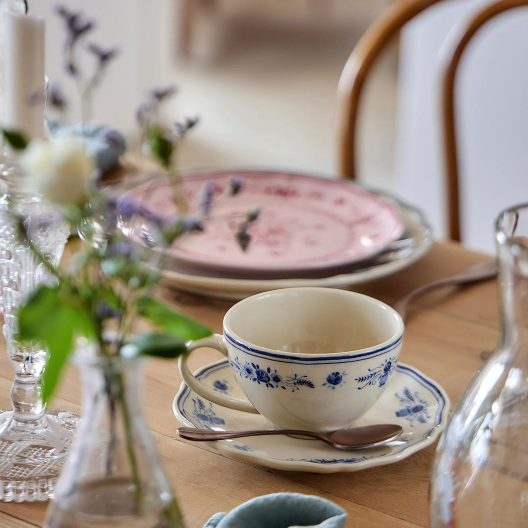 Vila Tea Cup and Saucer 260 ml Beige Blue Costa Nova - Costa Nova - 5606739980528