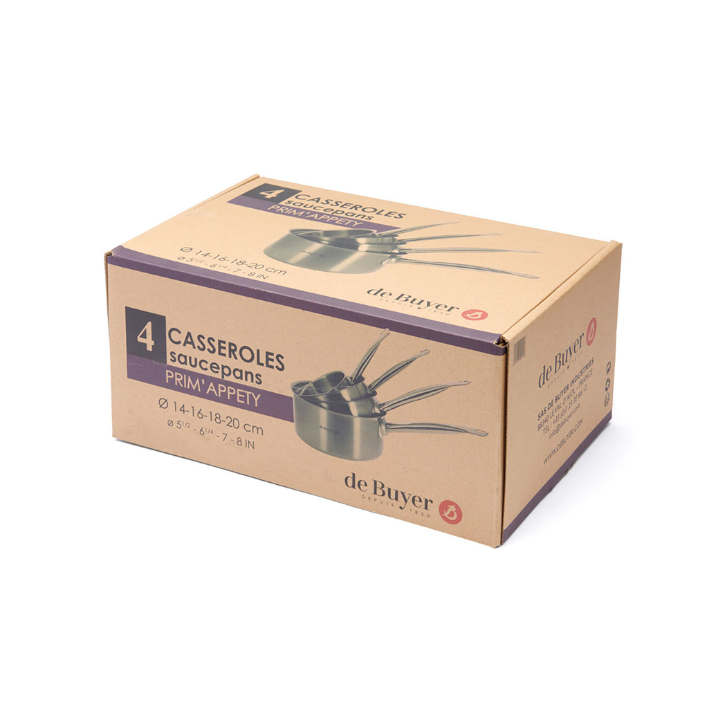 PRIM'APPETY Stainless Steel Saucepan Set 14-20cm, Stainless Steel - de Buyer - 3011243501046