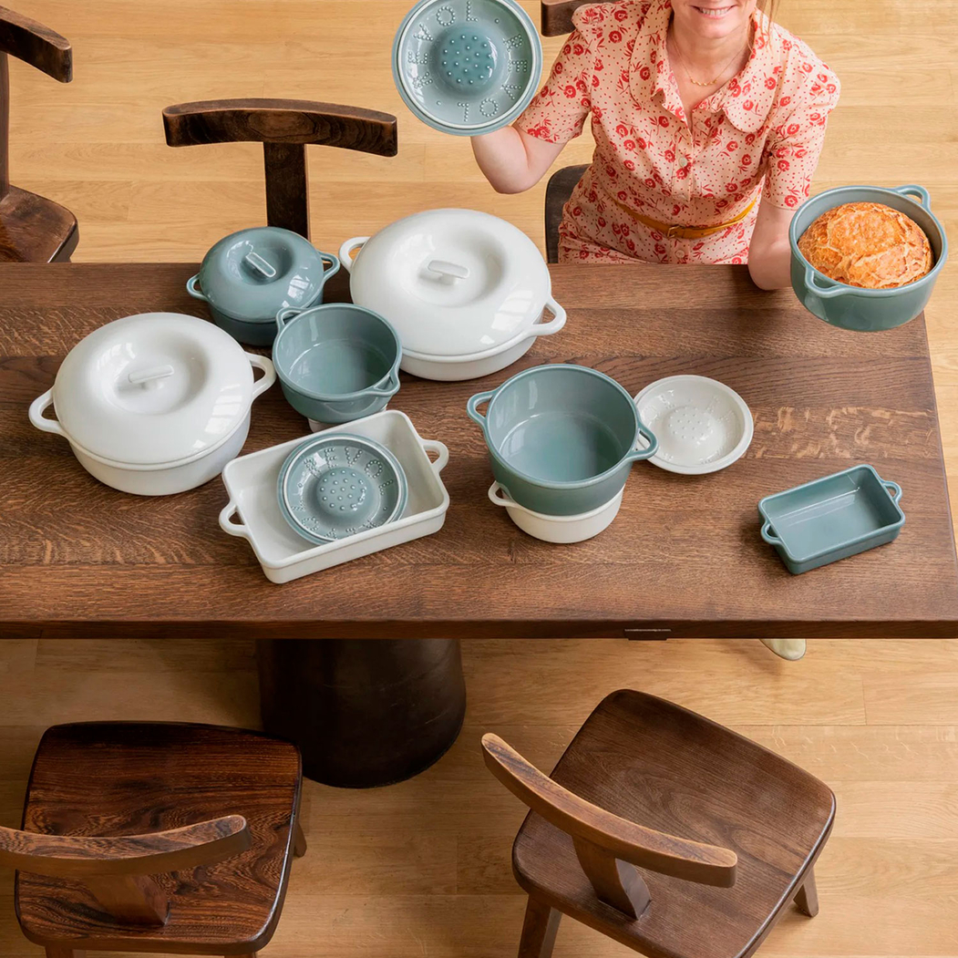 Bombance Green Roasting Dish 34x25cm, vitrified Porcelain - Revol - 3198246601093