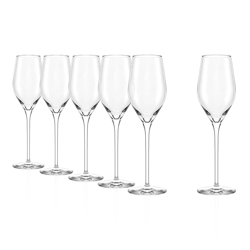 6 Exquisit Royal Champagne Flutes 265ml, Premium Crystal, Extended Elegance - Stölzle Lausitz - 5602737107479