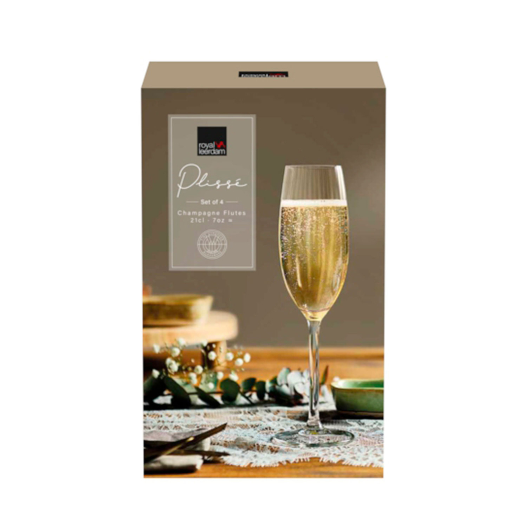 4 Flutes Plissé 210ml - Leerdam Crisal Glass - 8710964360172