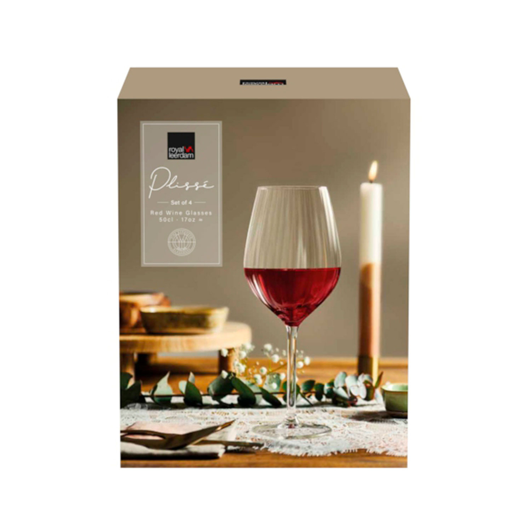 4 Copos Plissé vinho tinto 500ml - Leerdam Crisal Glass - 8710964360202