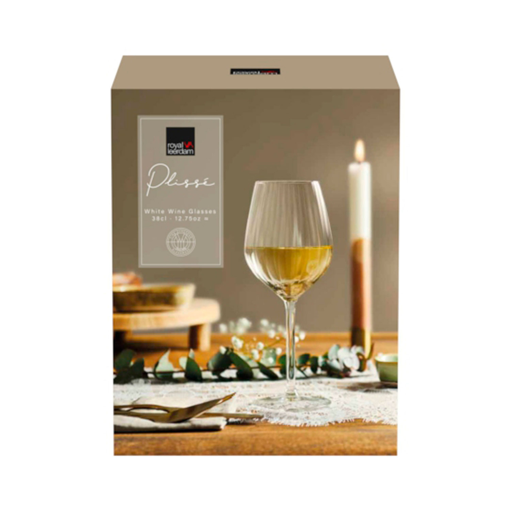 4 Plissé white wine glass 380ml - Leerdam Crisal Glass - 8710964360301