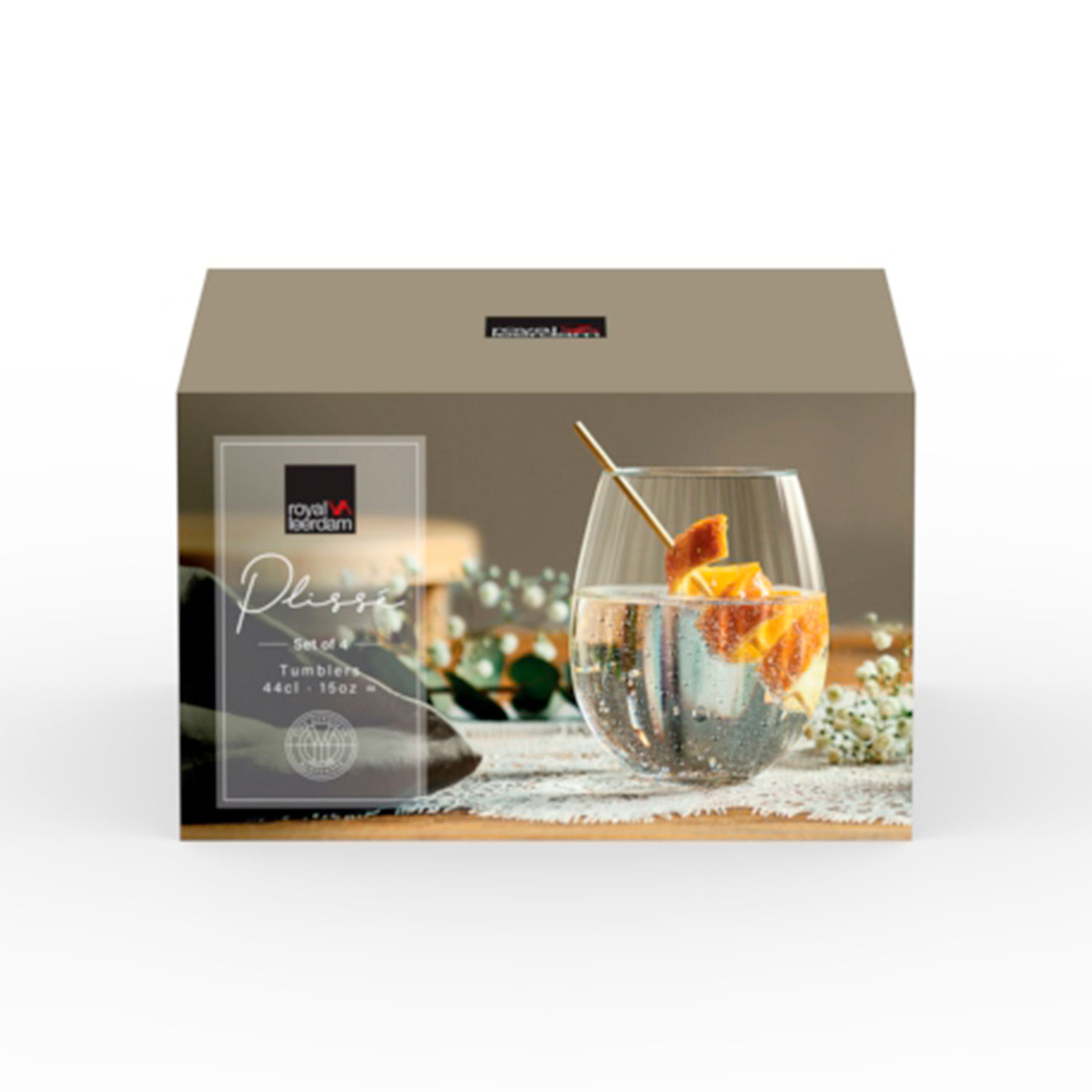 4 Copos Plissé 440ml - Leerdam Crisal Glass - 8710964362503