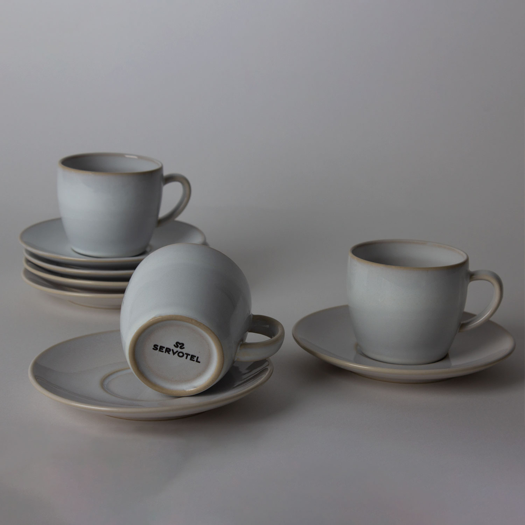 Pure Mug and Saucer 150ml, reinforced Stoneware - Servotel - 5602737099583