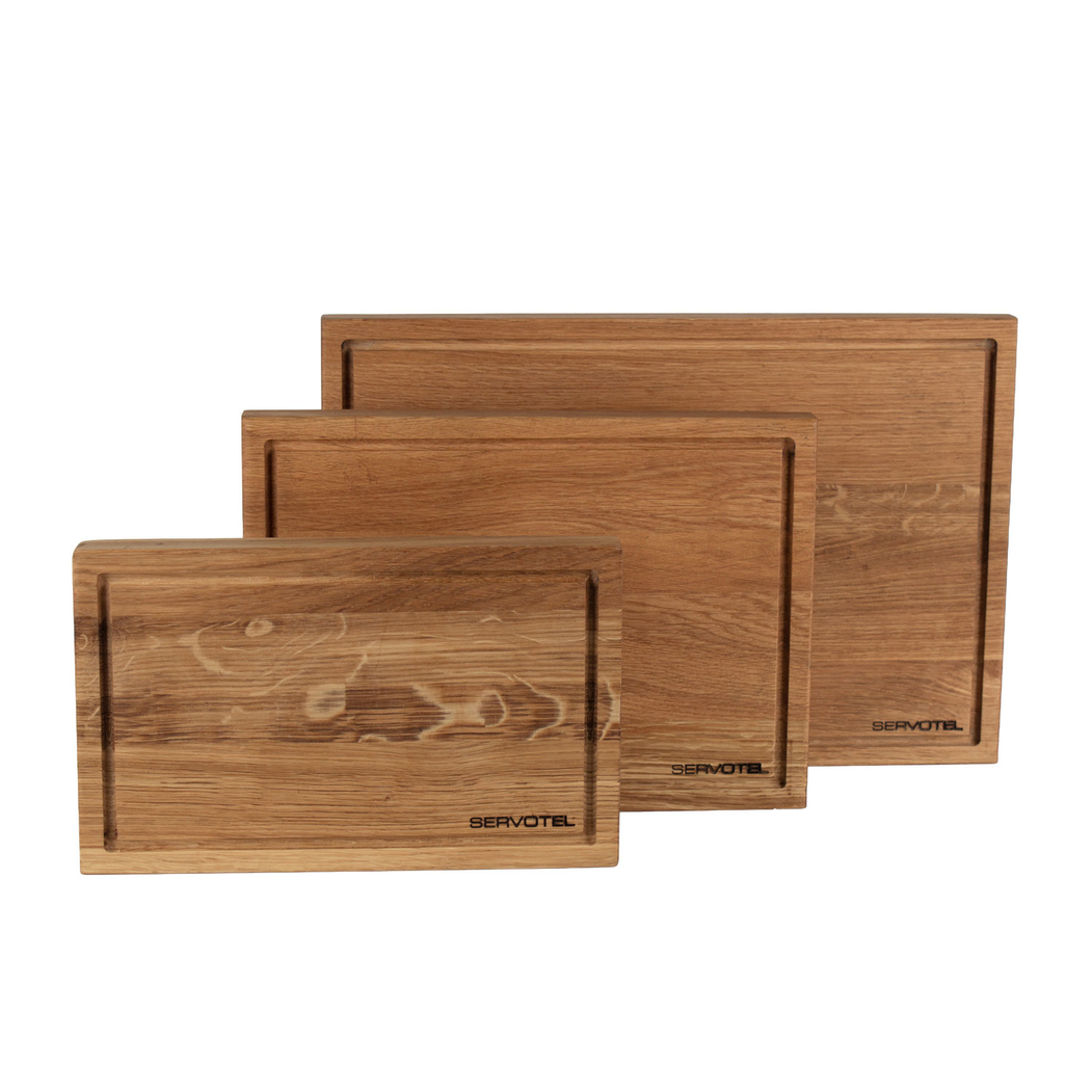 Tábua de cozinha madeira carvalho com sulco 35x25x3.5cm - Servotel - 5602737093666