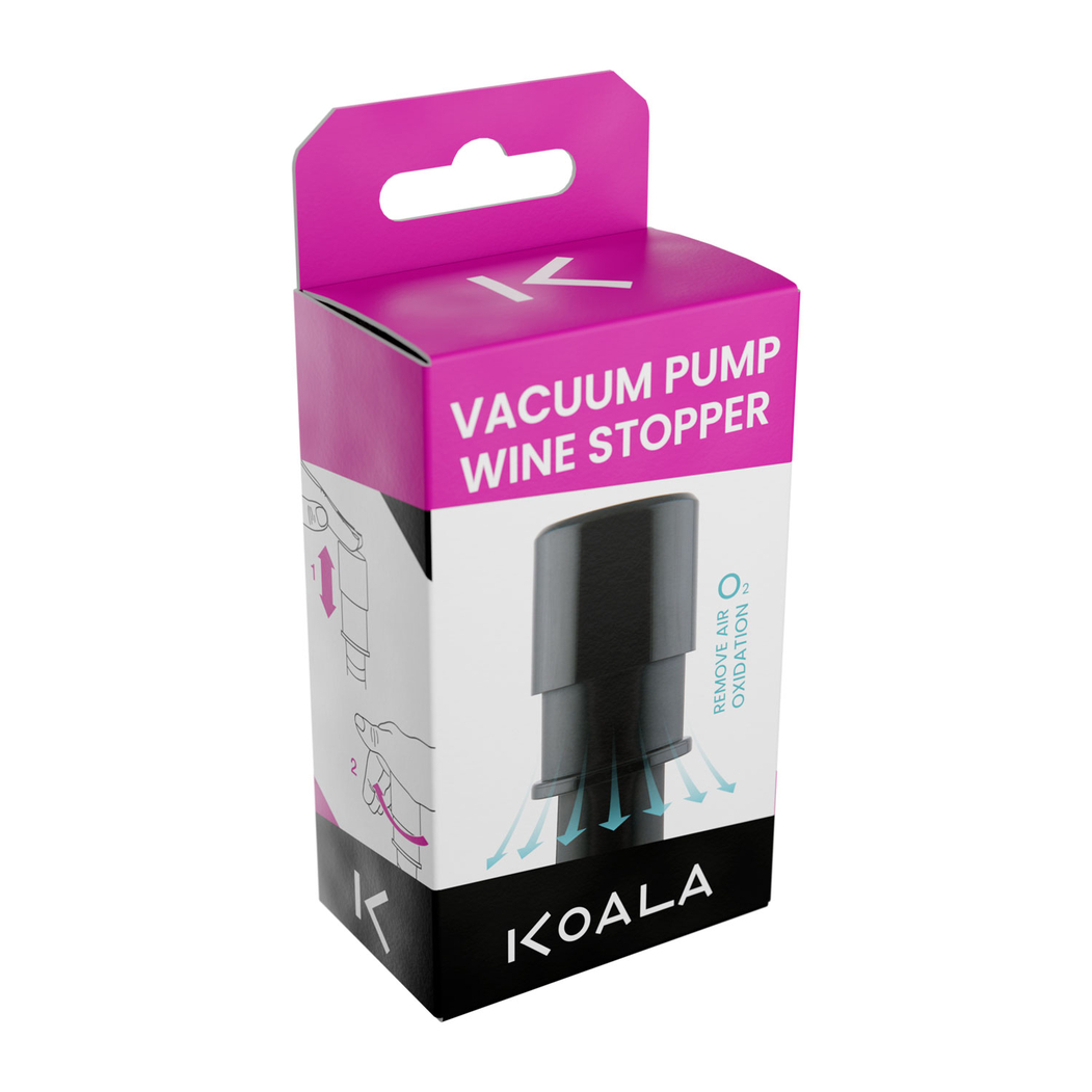 Bottle Vacuum Pump & Stopper, Black - Koala - 8436040964002