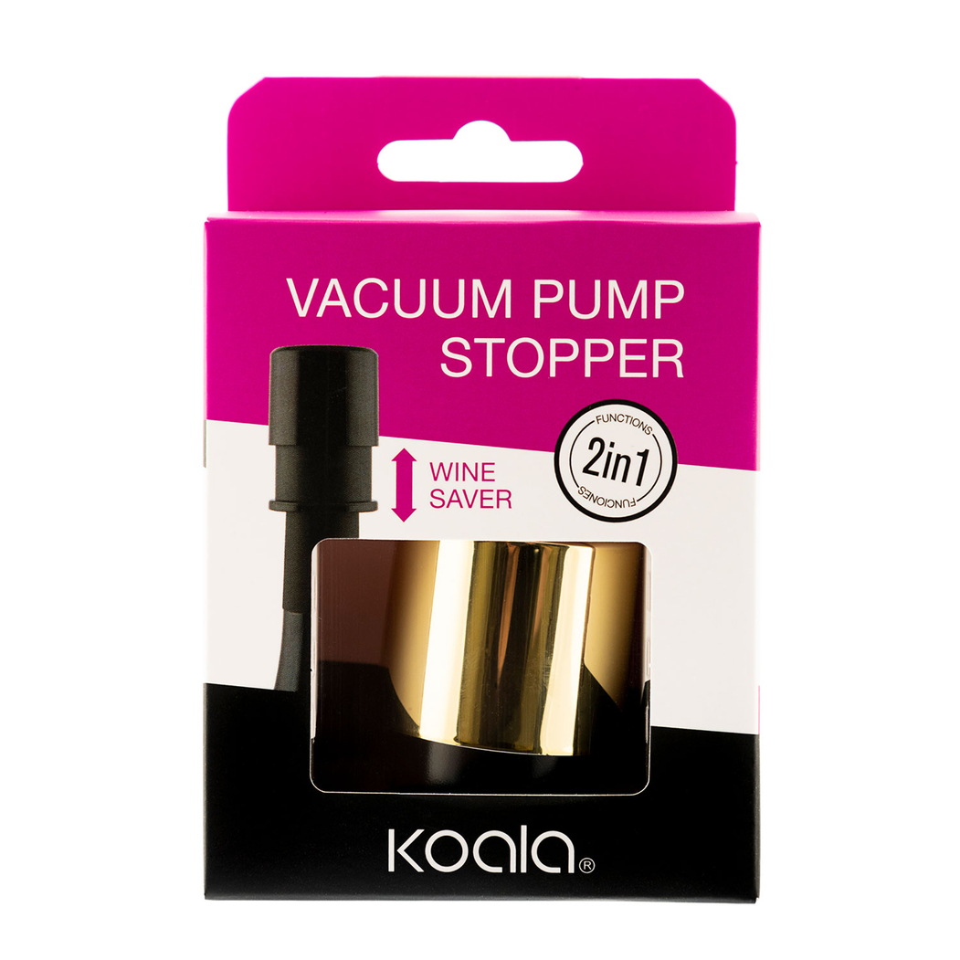Bottle Vacuum Pump & Stopper, Gold - Koala - 8436040969250