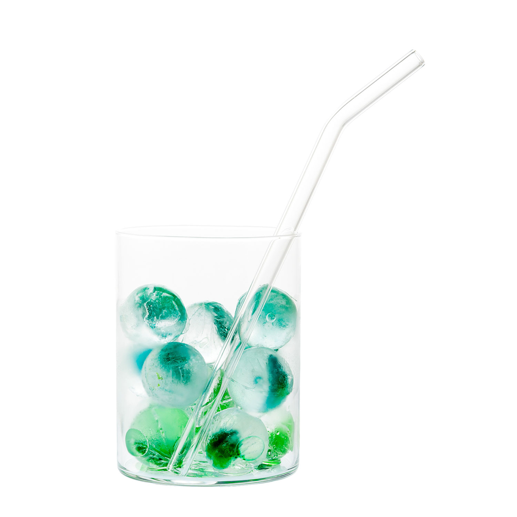 4 Curved Straws 21cm, Borosilicate Glass - Koala - 8436588390646