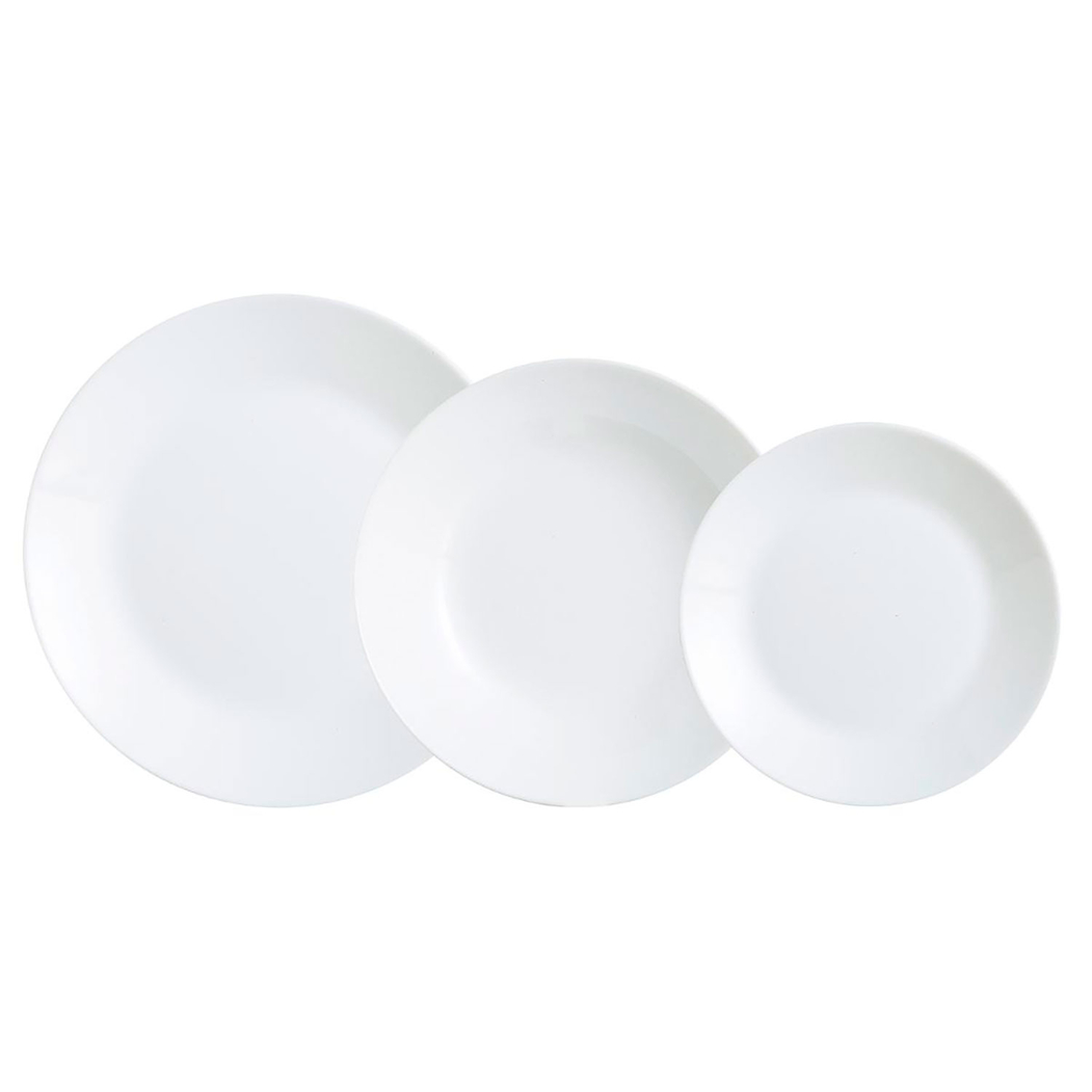 Conjunto pratos Zelie vidro branco 18 peças - 6 pessoas - Luminarc - 0883314524765